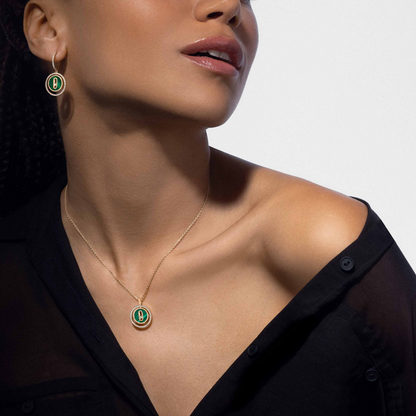 [Stars Jewelry]LUCKY MOVE 1 DIAMOND MALACHITE GOLD DIAMOND NECKLACE