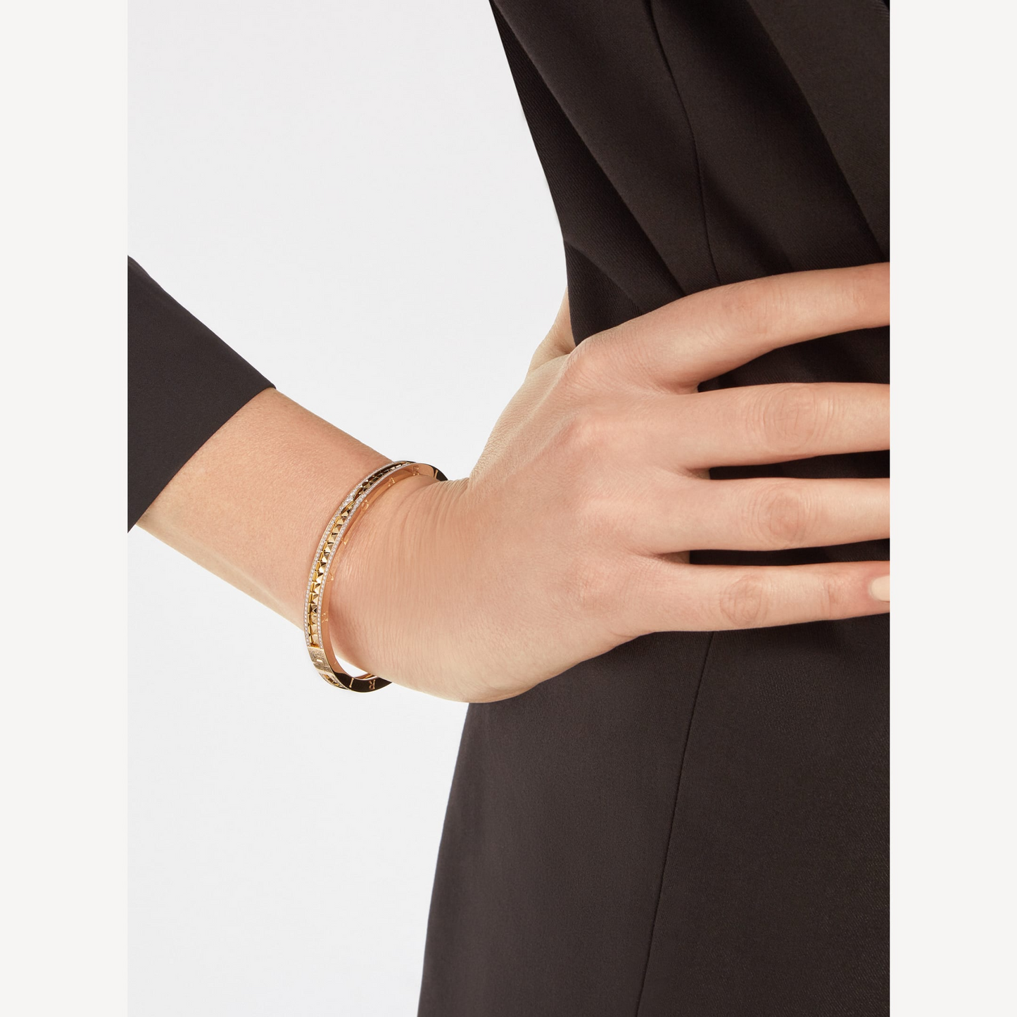 [Stars Jewelry]ZERO 1 SPIRAL AND PAVED DIAMOND GOLD BRACELET