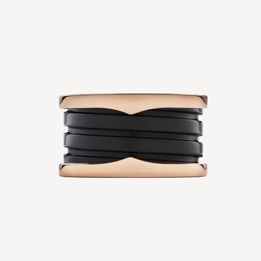 [Stars Jewelry]ZERO 1 FOUR-BAND LOOPS AND BLACK CERAMIC SPIRAL PINK GOLD RING