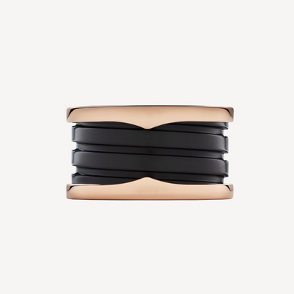 [Stars Jewelry]ZERO 1 FOUR-BAND LOOPS AND BLACK CERAMIC SPIRAL PINK GOLD RING