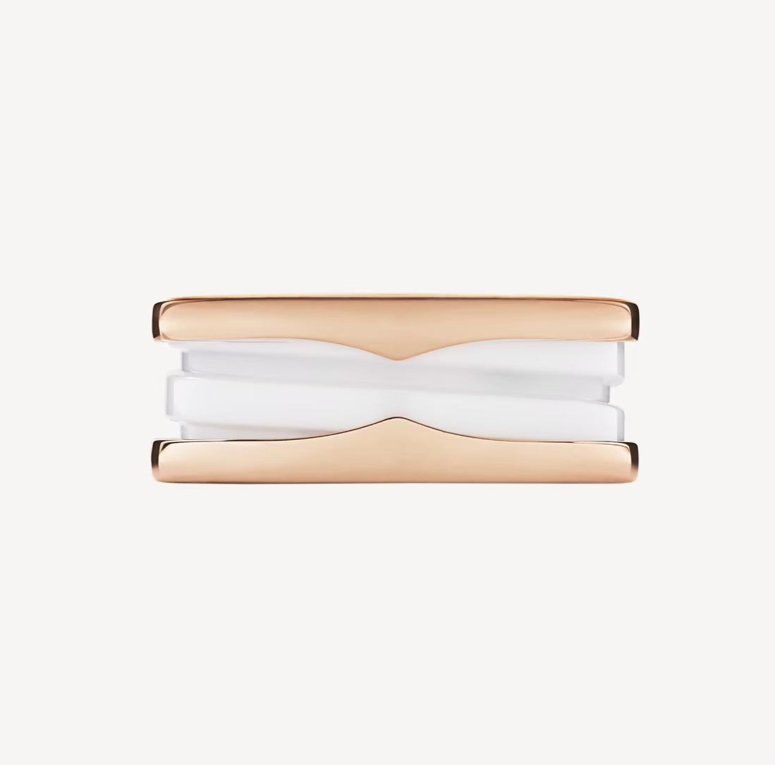 [Stars Jewelry]ZERO 1 TWO-BAND LOOPS AND WHITE CERAMIC SPIRAL PINK GOLD RING