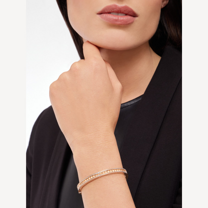[Stars Jewelry]ZERO 1 SPIRAL AND PAVED DIAMOND PINK GOLD BRACELET