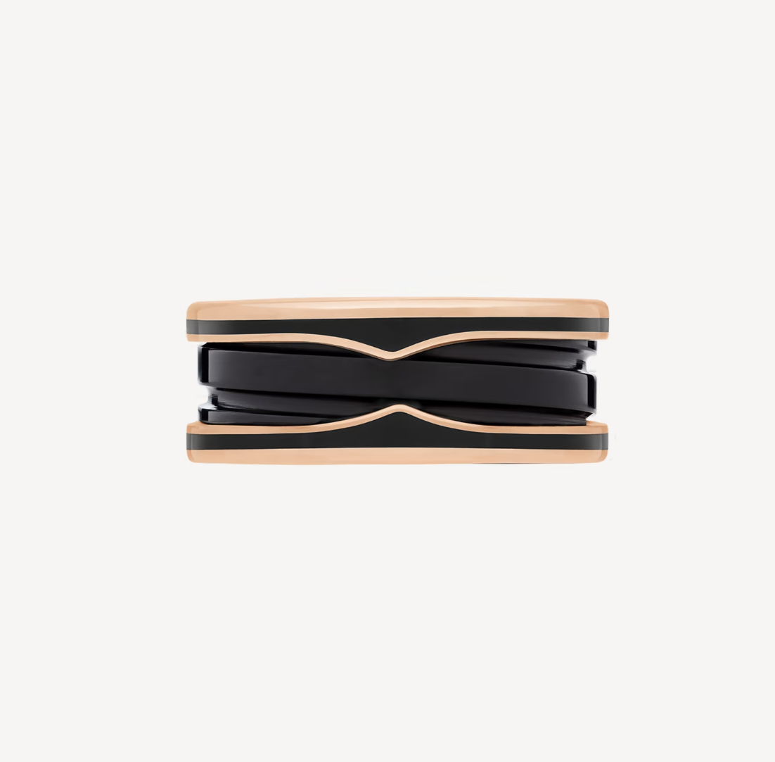[Stars Jewelry]ZERO 1 TWO-BAND WITH MATTE BLACK CERAMIC PINK GOLD RING