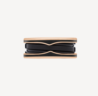 [Stars Jewelry]ZERO 1 TWO-BAND WITH MATTE BLACK CERAMIC PINK GOLD RING