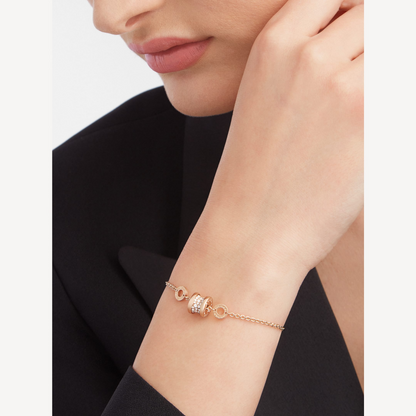 [Stars Jewelry]ZERO 1 SOFT PINK GOLD WITH PAVED DIAMONDS ON THE SPIRAL BRACELET
