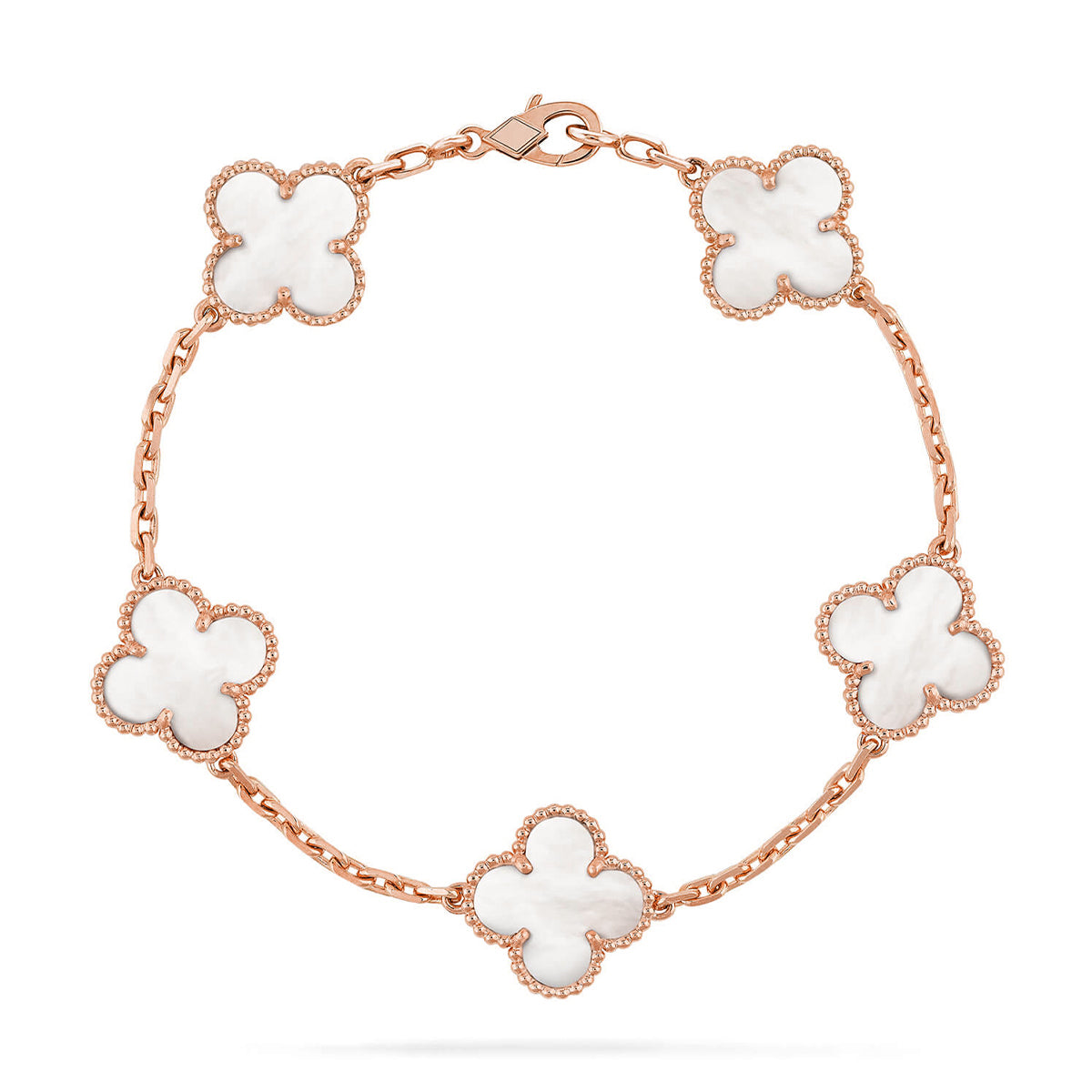 [Stars Jewelry]CLOVER WHITE PEARL MOP 5 MOTIF BRACELET COLLECTION