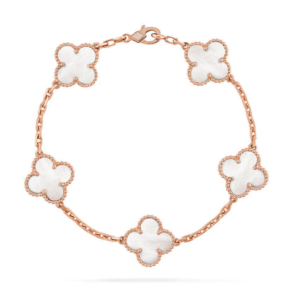 [Stars Jewelry]CLOVER WHITE PEARL MOP 5 MOTIF BRACELET COLLECTION