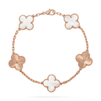 [Stars Jewelry]CLOVER WHITE PEARL MOP 5 MOTIF BRACELET COLLECTION