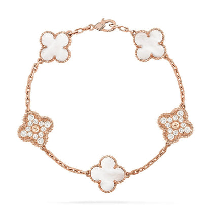 [Stars Jewelry]CLOVER WHITE PEARL MOP 5 MOTIF BRACELET COLLECTION