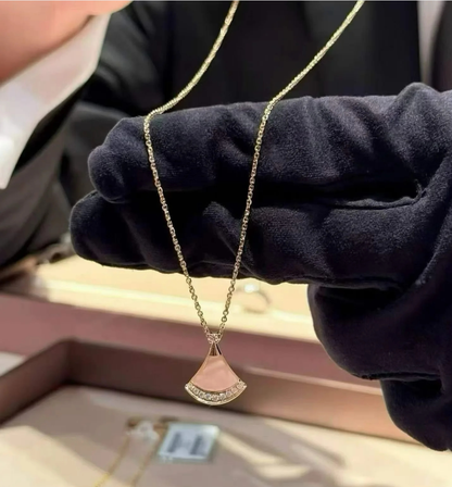 [Stars Jewelry]Cherry Blossom Pink Fan Necklace