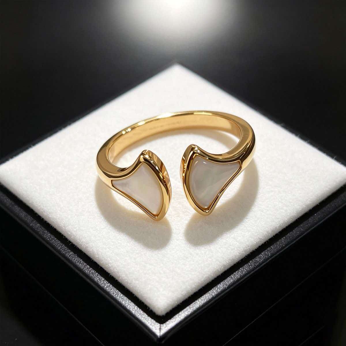 [Stars Jewelry]BVLGARI Double Fan Open-Faced Ring