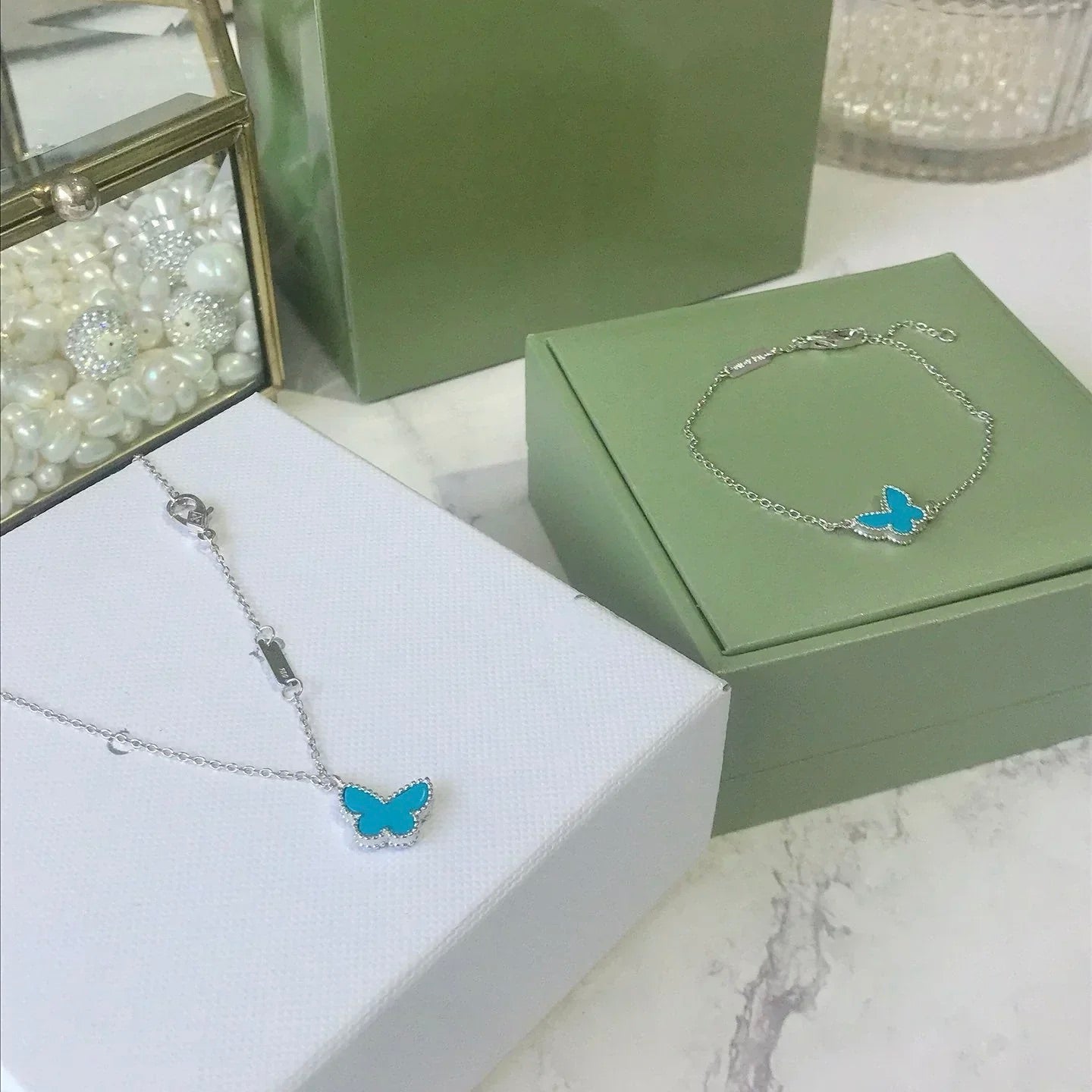 [Stars Jewelry]BUTTERFLY TURQUOISE BUTTERFLY BRACELET SILVER