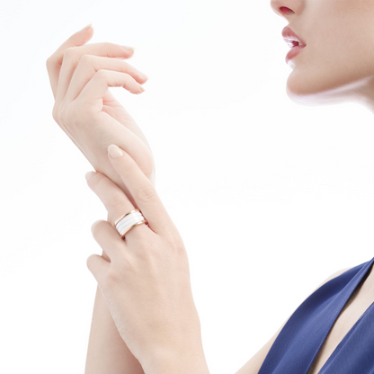 [Stars Jewelry]ZERO 1 FOUR-BAND LOOPS AND WHITE CERAMIC SPIRAL PINK GOLD RING