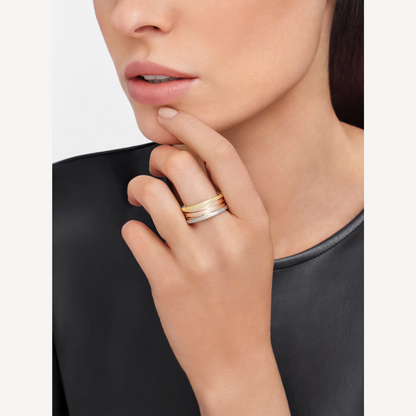 [Stars Jewelry]ZERO 1 THREE-BAND ROSE WHITE AND YELLOW RING