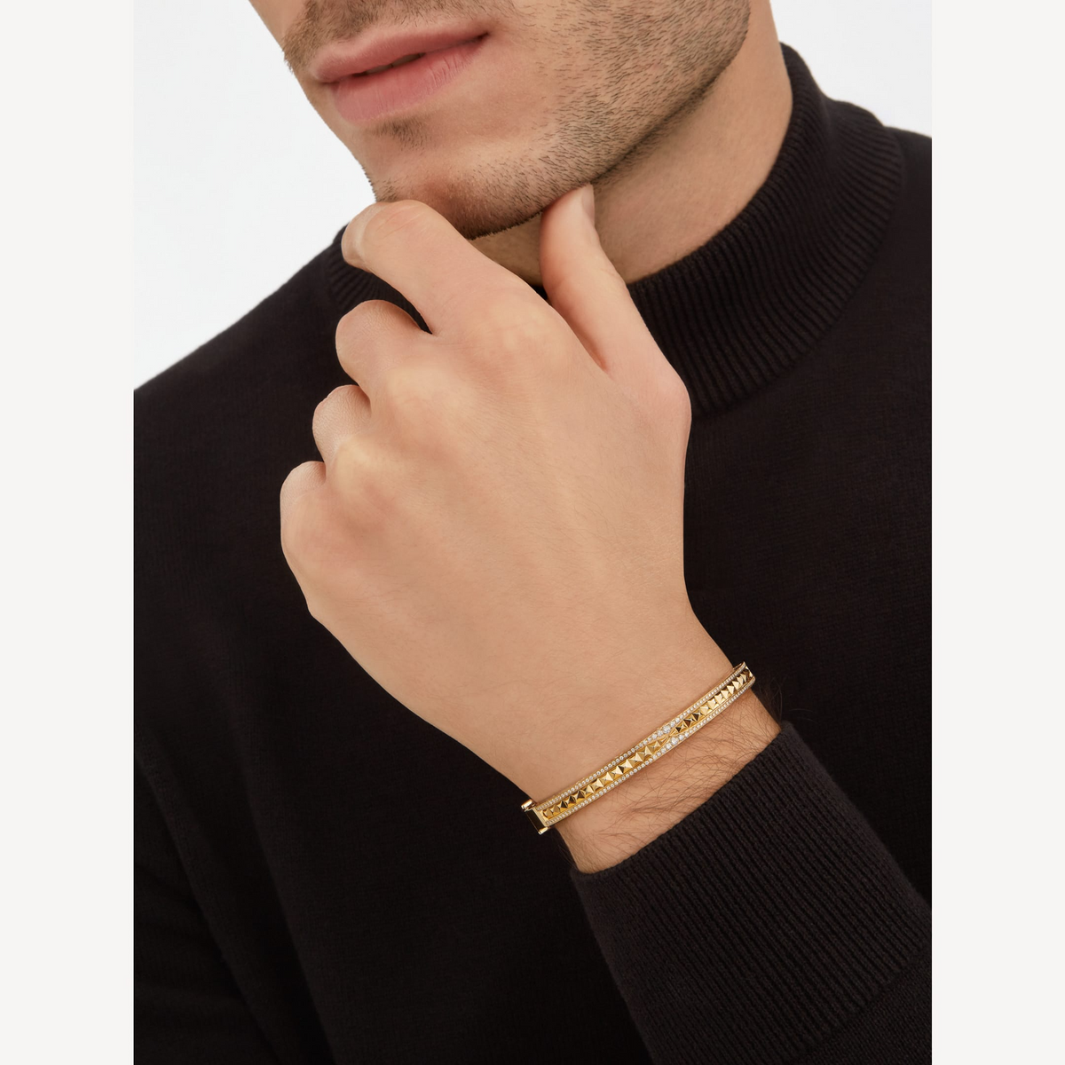 [Stars Jewelry]ZERO 1 SPIRAL AND PAVED DIAMOND GOLD BRACELET