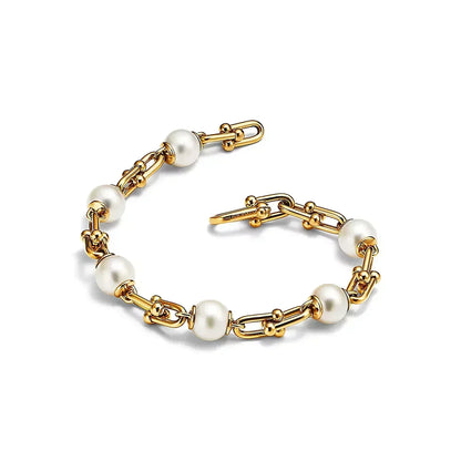 [Stellar jewels]LINK BRACELET GOLD WITH FRESHWATER PEARLS
