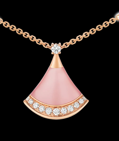 [Stars Jewelry]Cherry Blossom Pink Fan Necklace