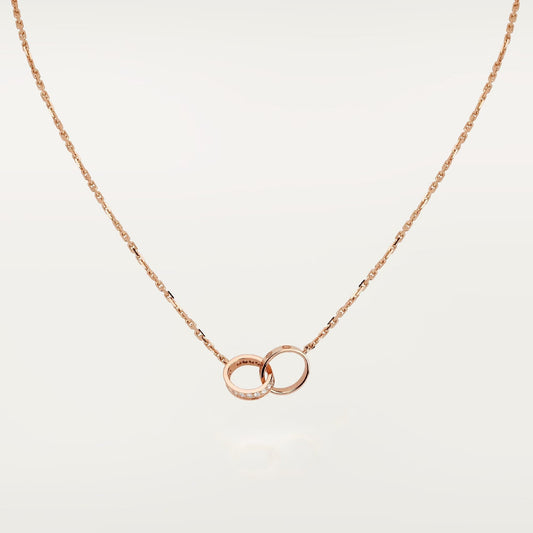 [Stars Jewelry]LOVE DOUBLE RING HALF DIAMOND NECKLACE