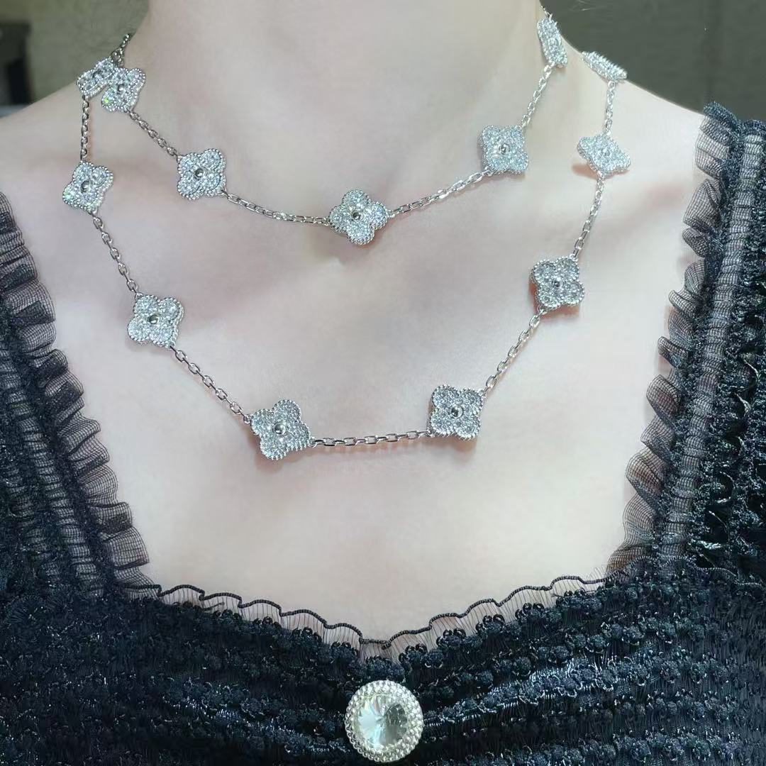 [Stars Jewelry]CLOVER 20 MOTIFS FULL-DIAMOND NECKLACE