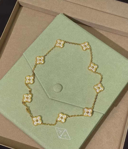 [Stars Jewelry Jewelry]CLOVER 10 MOTIFS  Gold Diamond  NECKLACE