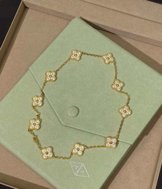 [Stars Jewelry Jewelry]CLOVER 10 MOTIFS  Gold Diamond  NECKLACE