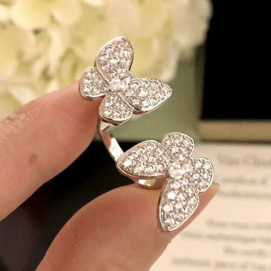 [Stars Jewelry]TWIN SILVER BUTTERFLY DIAMOND RING