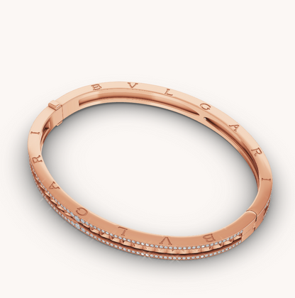 [Stars Jewelry]ZERO 1 SPIRAL AND PAVED DIAMOND PINK GOLD BRACELET