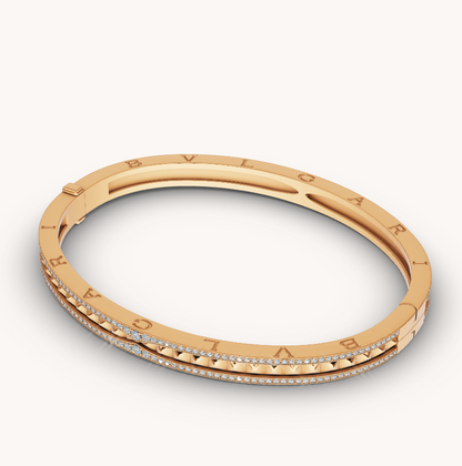 [Stars Jewelry]ZERO 1 SPIRAL AND PAVED DIAMOND GOLD BRACELET