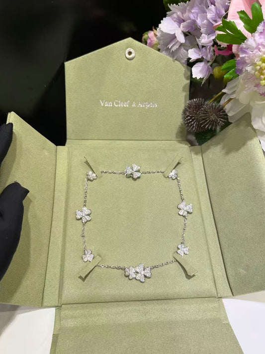 [Stars Jewelry]CLOVER 10 MOTIFS  FULL DIAMOND NECKLACE