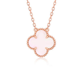 [Stars Jewelry]CLOVER 15MM PINK MOTHER-OF-PEARL SINGLE FLOWER NECKLACE