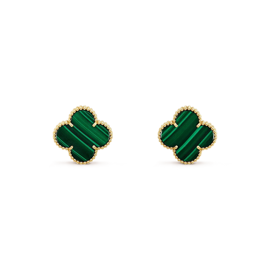 [Stars Jewelry]CLOVER MINI 9.5MM MALACHITE  EARRINGS