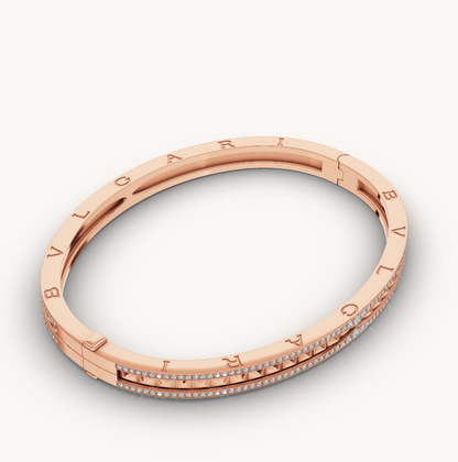 [Stars Jewelry]ZERO 1 SPIRAL AND PAVED DIAMOND PINK GOLD BRACELET