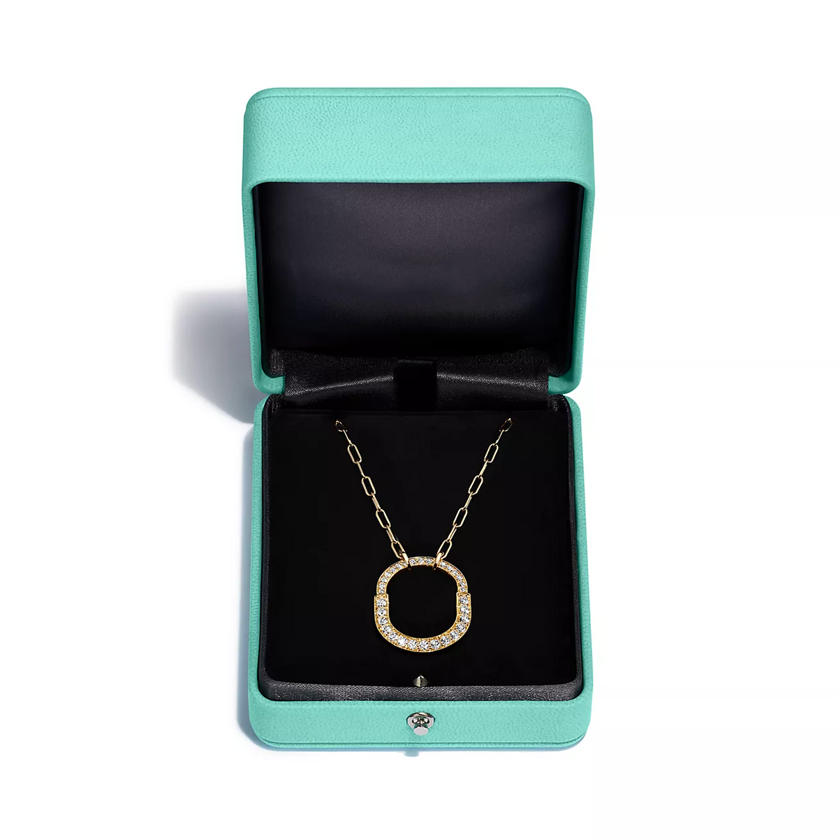 [Stellar jewels]LOCK NECKLACE MEDIUM PENDANT GOLD PAVED DIAMONDS