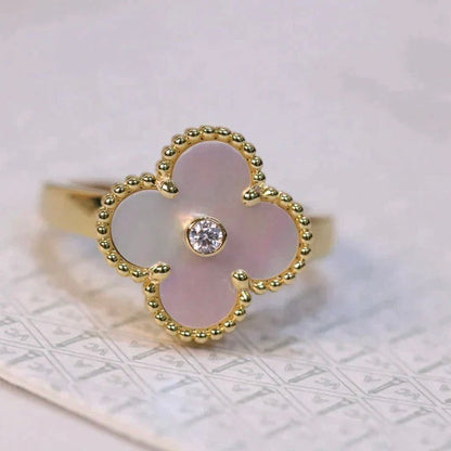 [Stars Jewelry]CLOVER PINK MOP RING GOLD DIAMOND