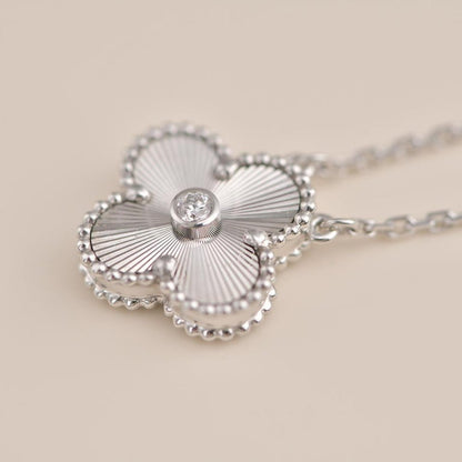 [Stars Jewelry]CLOVER  15MM DIAMOND LASER NECKLACE SILVER