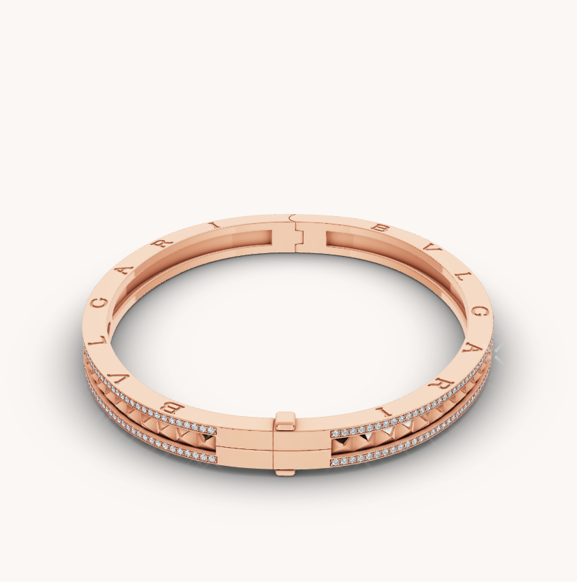 [Stars Jewelry]ZERO 1 SPIRAL AND PAVED DIAMOND PINK GOLD BRACELET