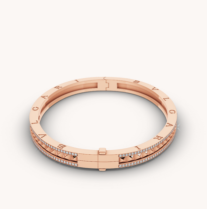[Stars Jewelry]ZERO 1 SPIRAL AND PAVED DIAMOND PINK GOLD BRACELET
