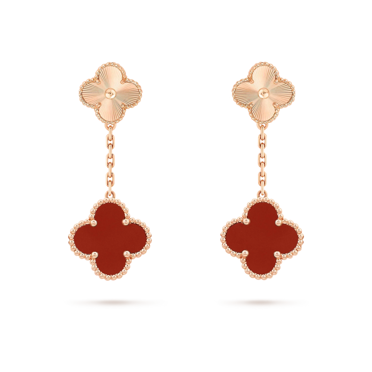 [Stars Jewelry]CLOVER 2 MOTIF  LASER CARNELIAN EARRINGS