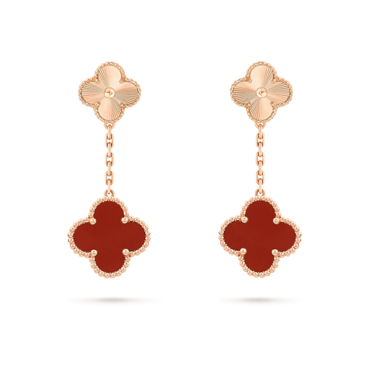 [Stars Jewelry]CLOVER 2 MOTIF  LASER CARNELIAN EARRINGS