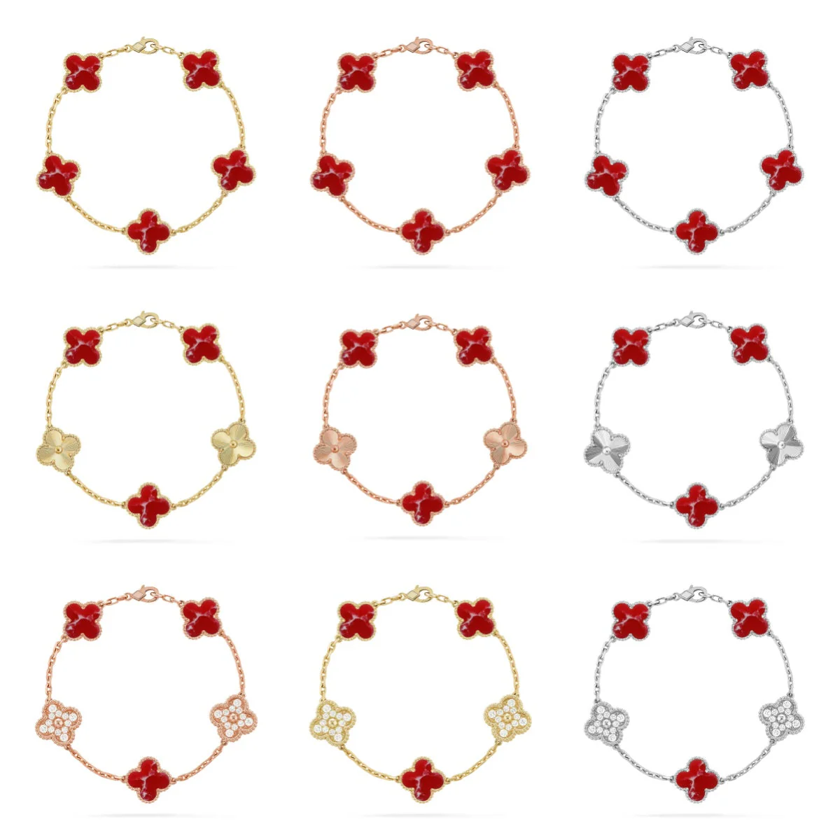 [Stars Jewelry]CLOVER 5 MOTIF RED PATTERN BRACELET COLLECTION