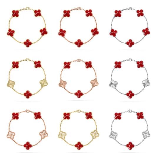 [Stars Jewelry]CLOVER 5 MOTIF RED PATTERN BRACELET COLLECTION