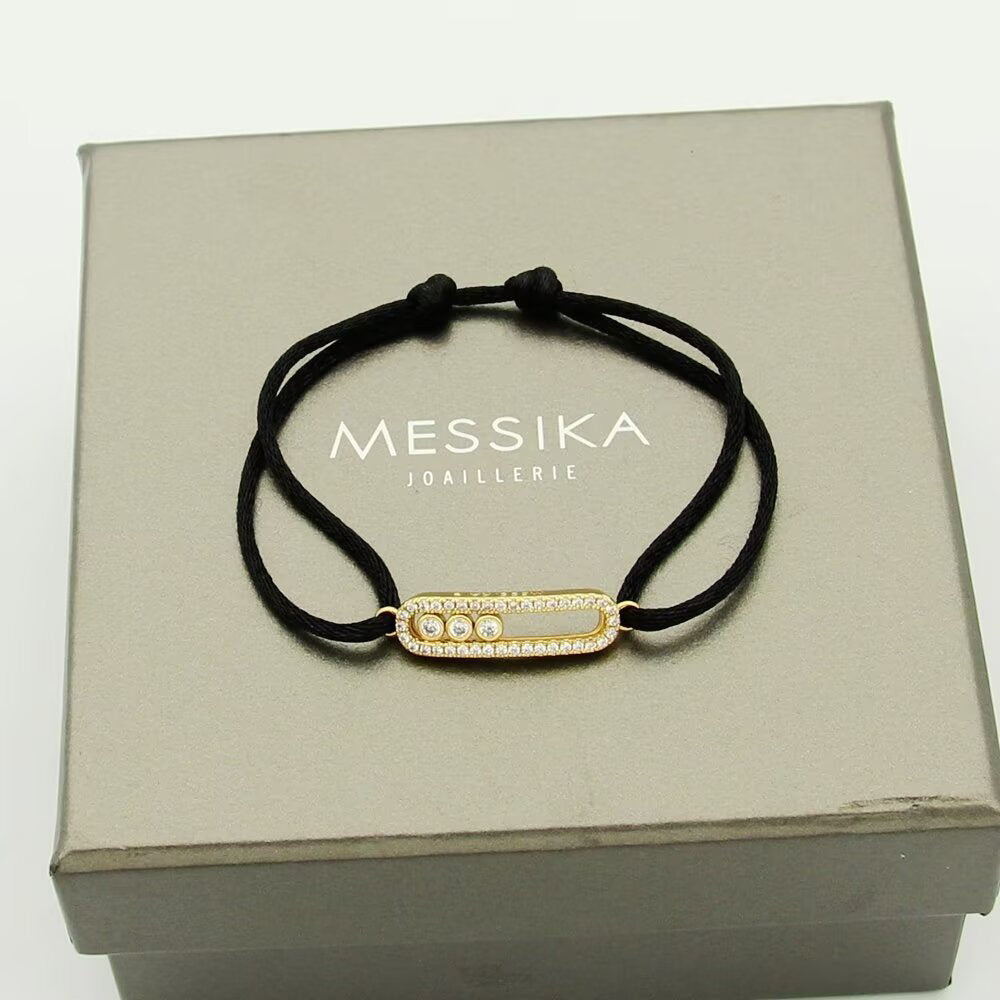 [Stars Jewelry]Care(Medium-3.5mm) pink cord pavé bracelet