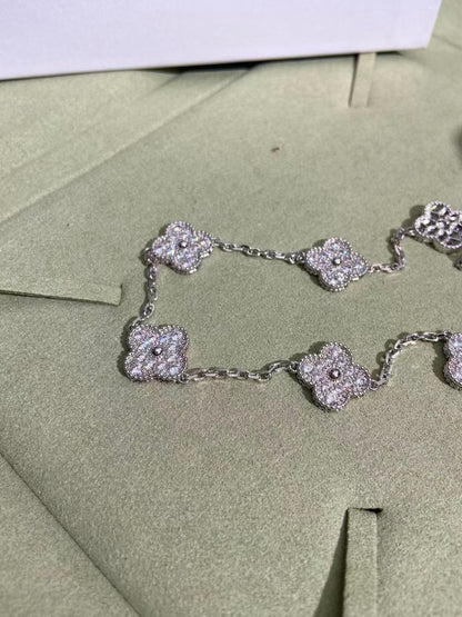 [Stars Jewelry]CLOVER 10 MOTIFS  FULL DIAMOND NECKLACE