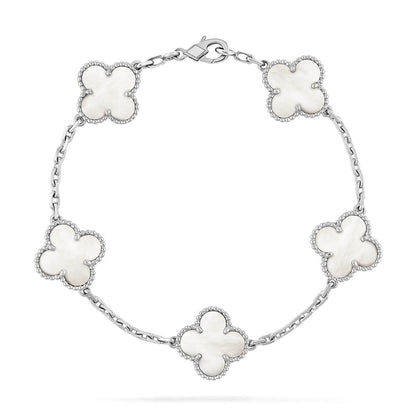 [Stars Jewelry]CLOVER WHITE PEARL MOP 5 MOTIF BRACELET COLLECTION