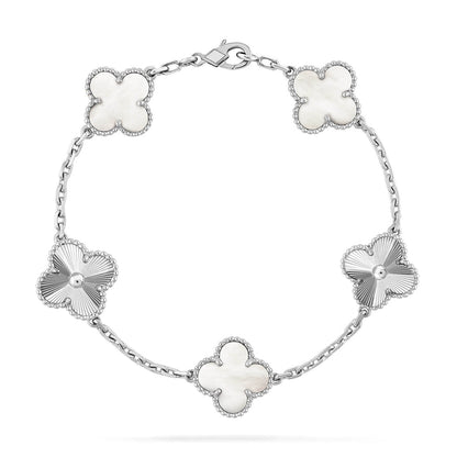 [Stars Jewelry]CLOVER WHITE PEARL MOP 5 MOTIF BRACELET COLLECTION