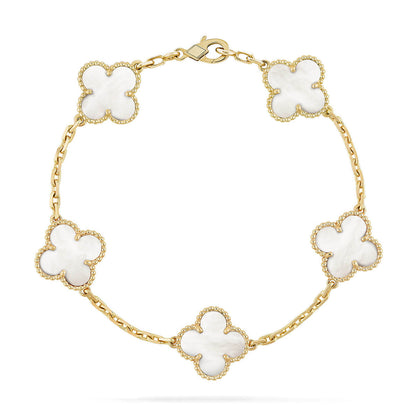 [Stars Jewelry]CLOVER WHITE PEARL MOP 5 MOTIF BRACELET COLLECTION