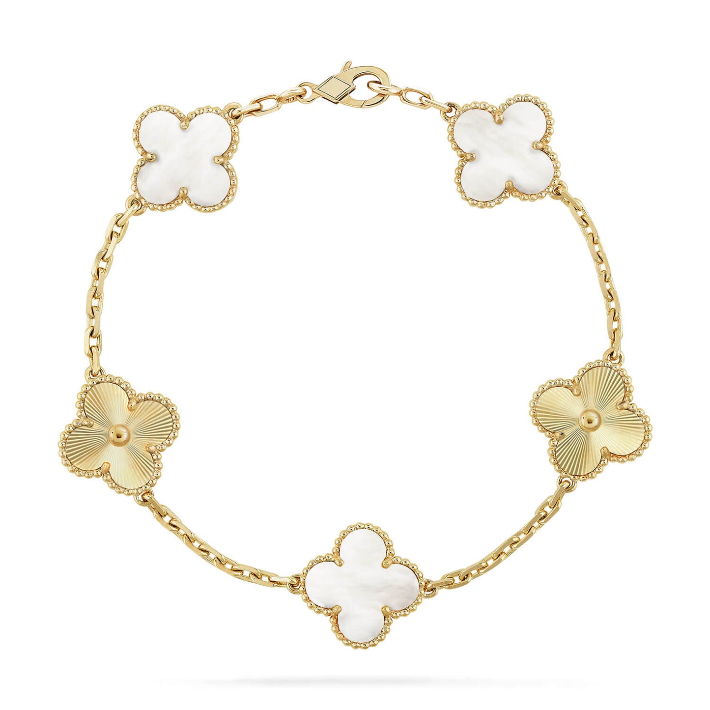 [Stars Jewelry]CLOVER WHITE PEARL MOP 5 MOTIF BRACELET COLLECTION