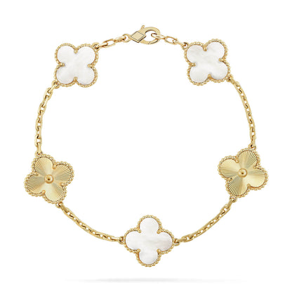 [Stars Jewelry]CLOVER WHITE PEARL MOP 5 MOTIF BRACELET COLLECTION