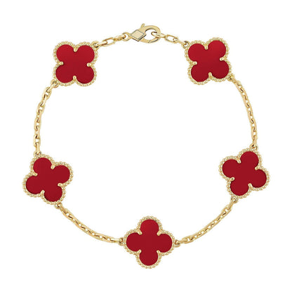[Stars Jewelry] CLOVER 5 MOTIF RED CORNELIAN BRACELET COLLECTION