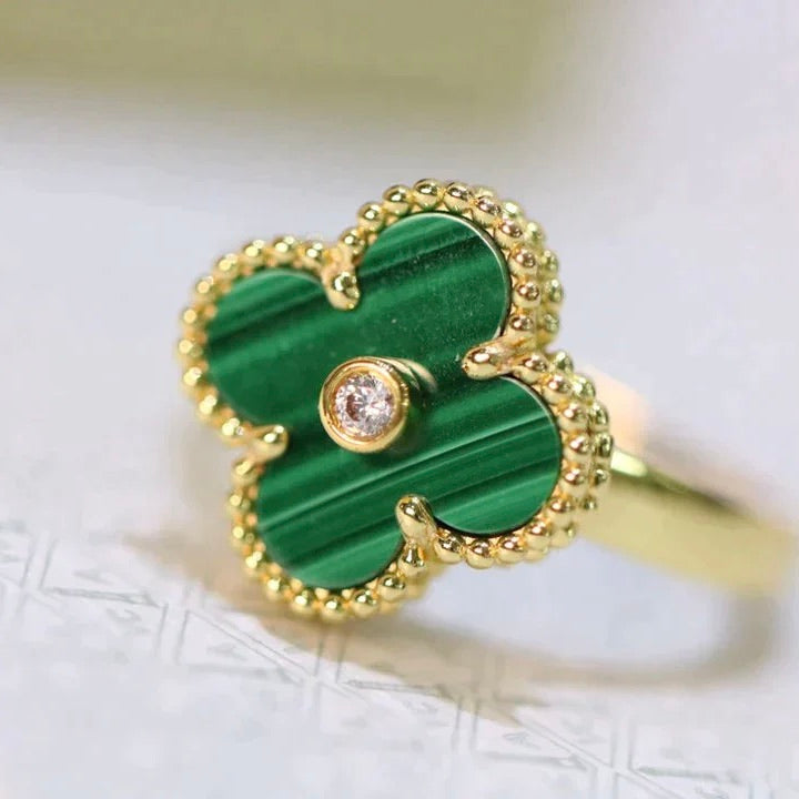 [Stars Jewelry]CLOVER MALACHITE RING GOLD DIAMOND